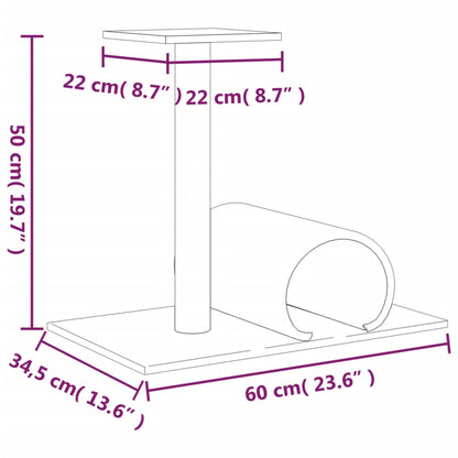 Kattenmeubel Met Tunnel 60X34,5X50 Cm Donkergrijs Donkergrijs - Design Meubelz