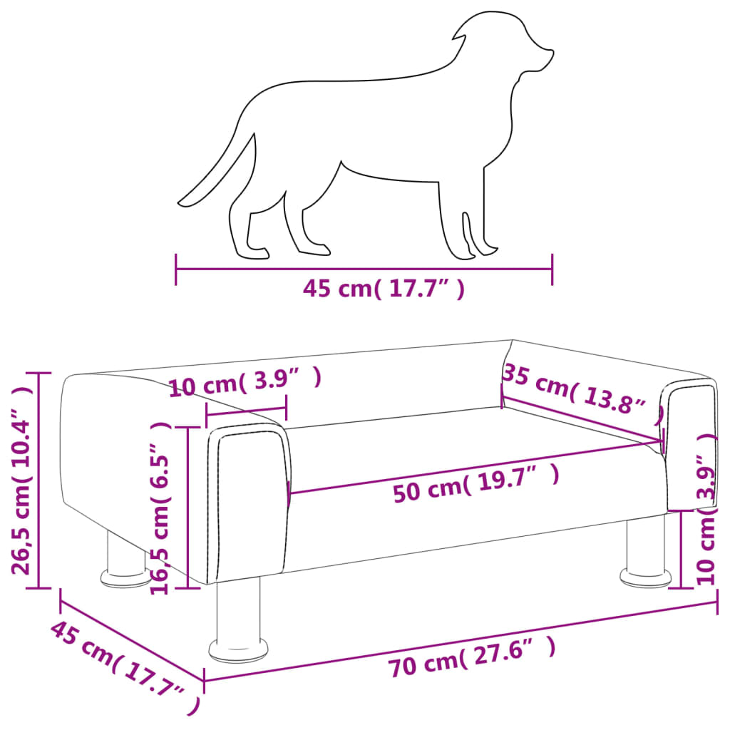 Hondenmand 70X45X26,5 Cm Fluweel Donkergrijs Donkergrijs - Design Meubelz