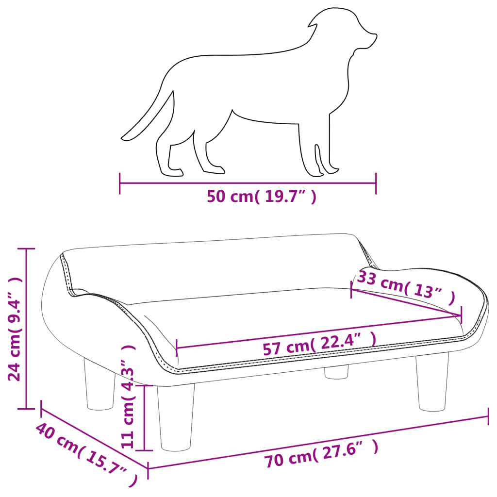 Hondenmand 70X40X24 Cm Fluweel Lichtgrijs Lichtgrijs - Design Meubelz