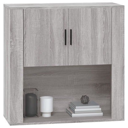 Wandkast 80X33X80 Cm Bewerkt Hout Grijs Sonoma Eikenkleurig - Design Meubelz