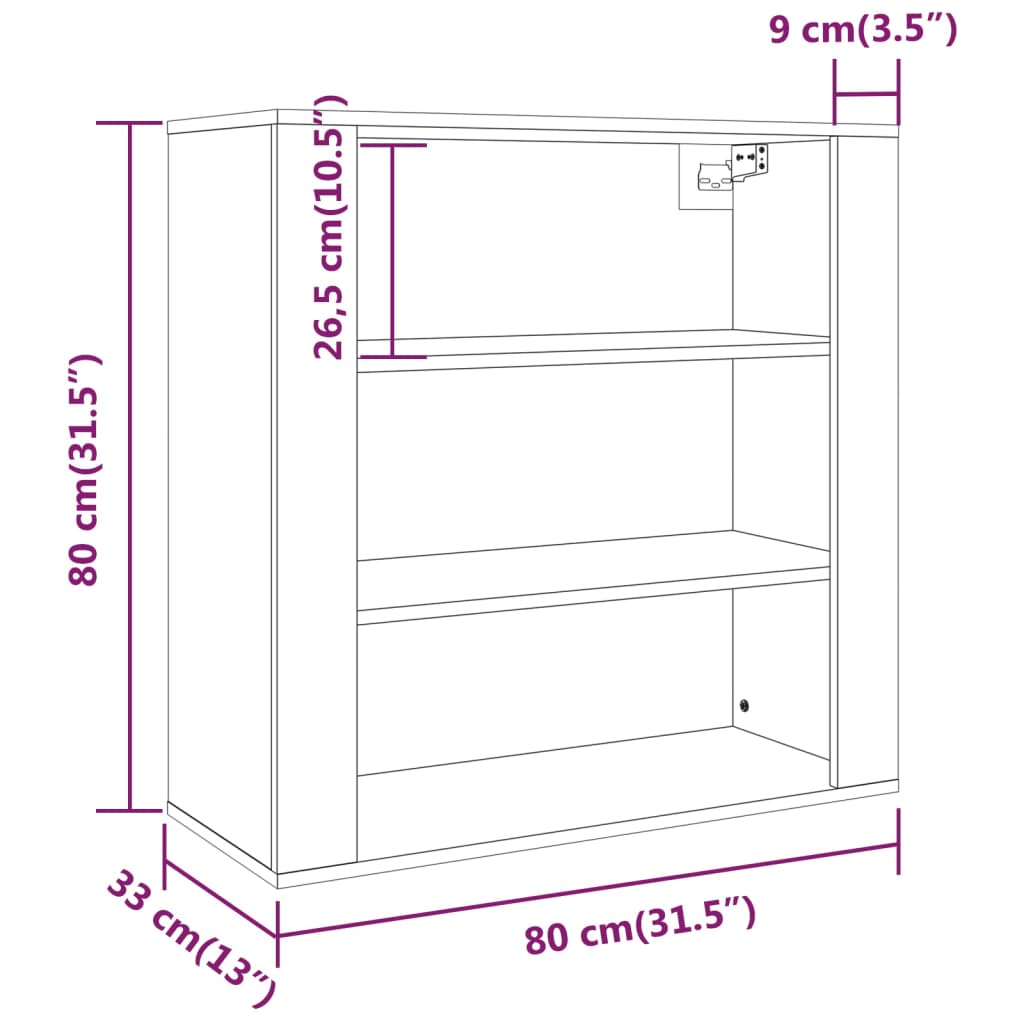 Wandkast 80X33X80 Cm Bewerkt Hout Wit - Design Meubelz