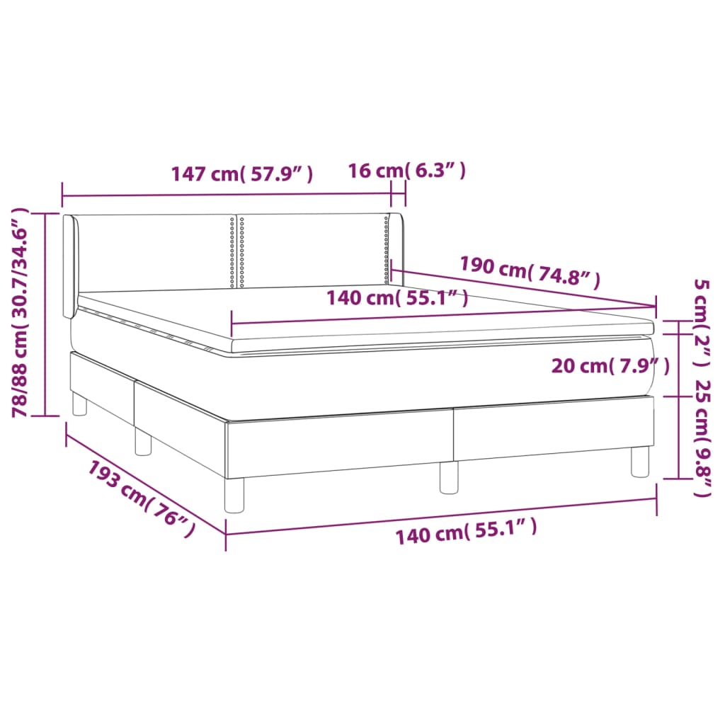 Boxspring Met Matras Stof Taupe 140X190 Cm - Design Meubelz