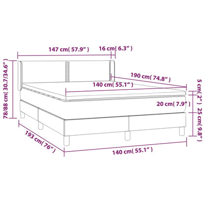 Boxspring Met Matras Stof Taupe 140X190 Cm - Design Meubelz