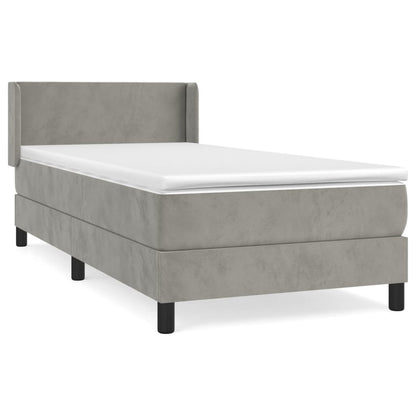 Boxspring Met Matras Fluweel Lichtgrijs 90X190 Cm - Design Meubelz