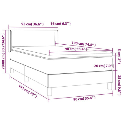 Boxspring Met Matras Fluweel Lichtgrijs 90X190 Cm - Design Meubelz