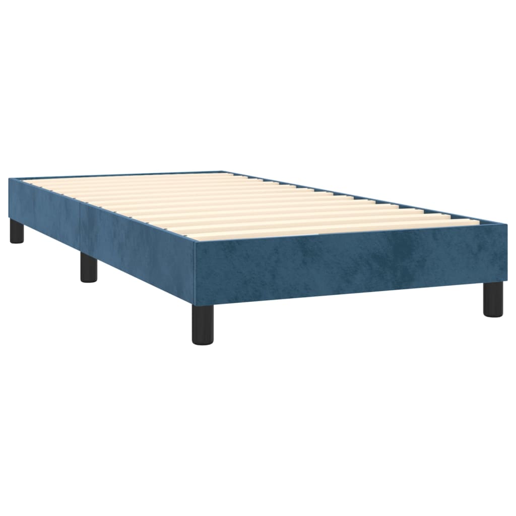 Boxspring Met Matras Fluweel Donkerblauw 80X200 Cm - Design Meubelz