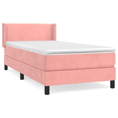 Boxspring Met Matras Fluweel Roze 80X200 Cm - Design Meubelz