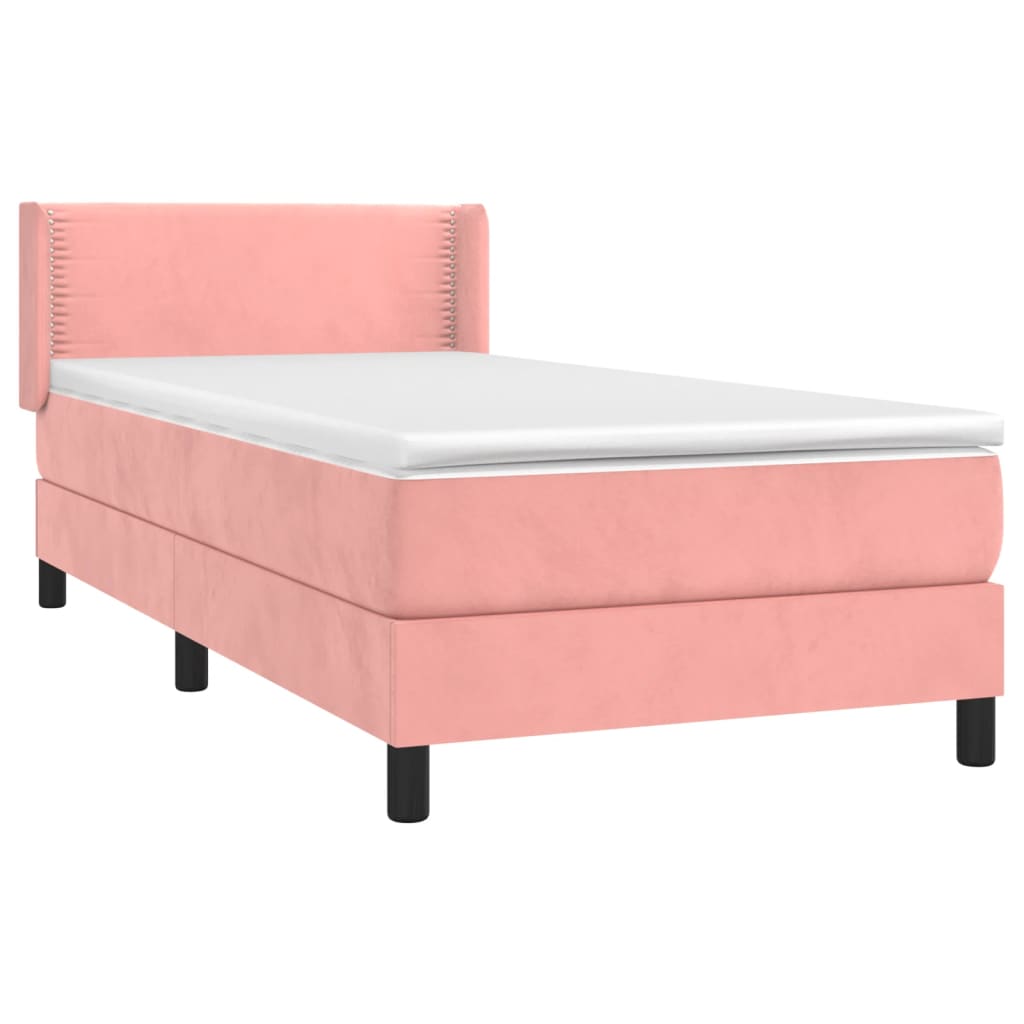 Boxspring Met Matras Fluweel Roze 80X200 Cm - Design Meubelz