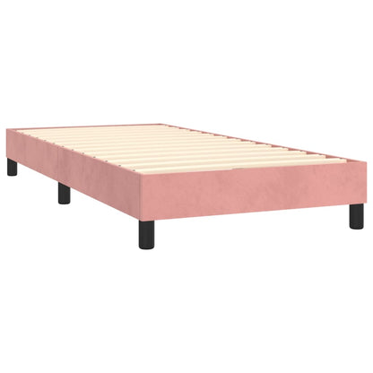 Boxspring Met Matras Fluweel Roze 100X200 Cm - Design Meubelz