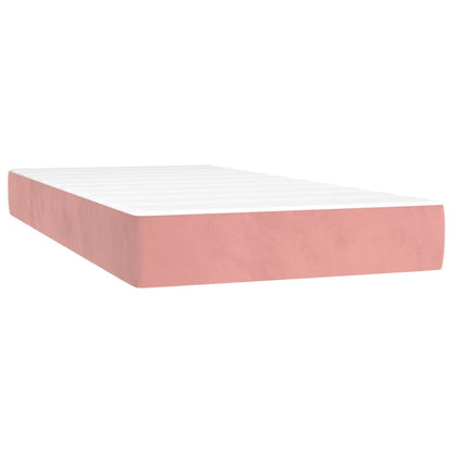 Boxspring Met Matras Fluweel Roze 100X200 Cm - Design Meubelz