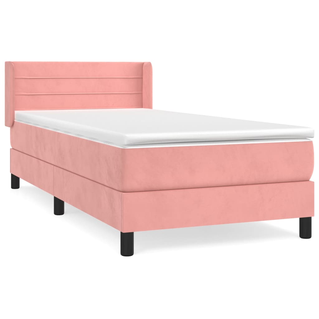 Boxspring Met Matras Fluweel Roze 80X200 Cm - Design Meubelz