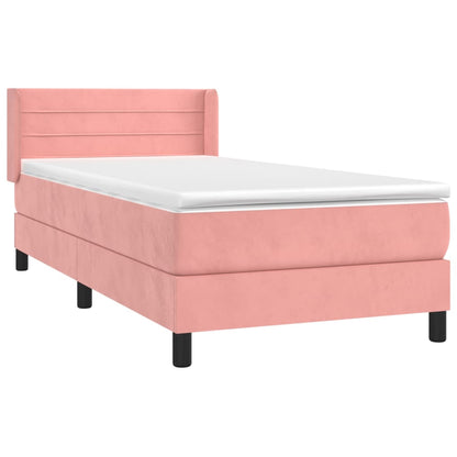 Boxspring Met Matras Fluweel Roze 80X200 Cm - Design Meubelz