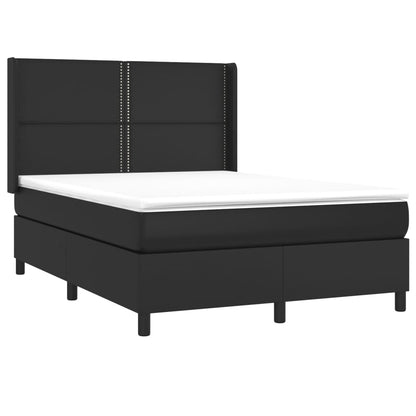 Boxspring Met Matras En Led Kunstleer Zwart 140X190 Cm - Design Meubelz