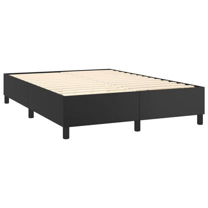 Boxspring Met Matras En Led Kunstleer Zwart 140X190 Cm - Design Meubelz