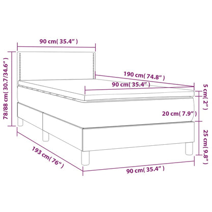 Boxspring Met Matras En Led Stof Blauw 90X190 Cm - Design Meubelz