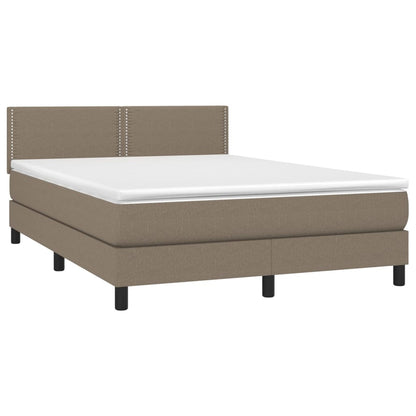 Boxspring Met Matras En Led Stof Taupe 140X190 Cm - Design Meubelz