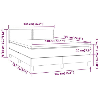 Boxspring Met Matras En Led Stof Taupe 140X190 Cm - Design Meubelz