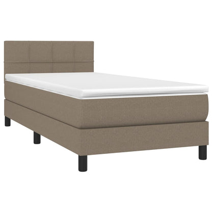 Boxspring Met Matras En Led Stof Taupe 80X200 Cm - Design Meubelz