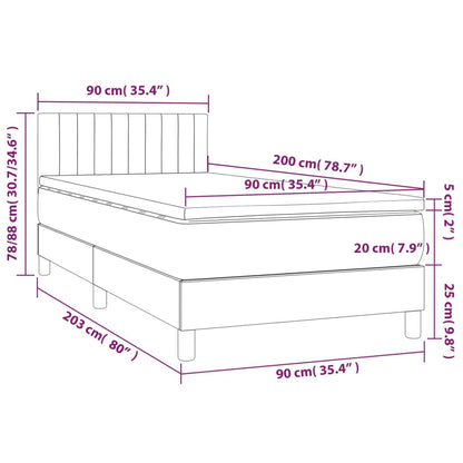 Boxspring Met Matras En Led Stof Zwart 90X200 Cm - Design Meubelz