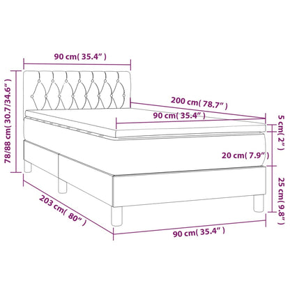 Boxspring Met Matras En Led Stof Zwart 90X200 Cm - Design Meubelz