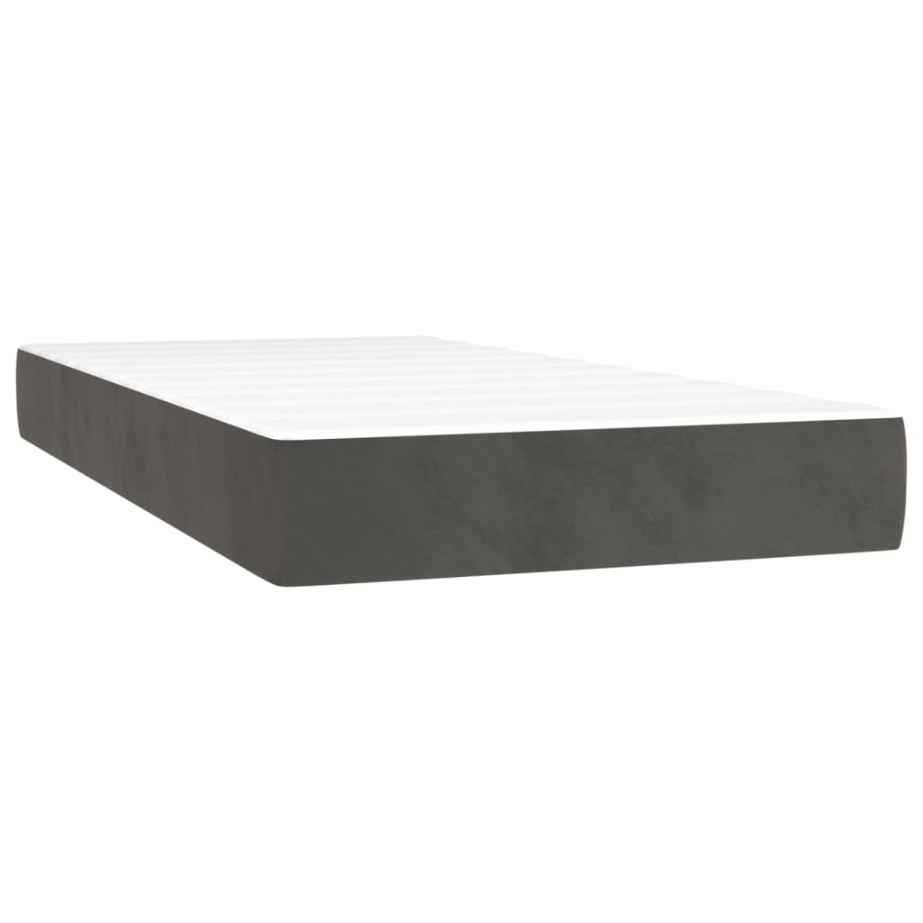 Boxspring Met Matras En Led Fluweel Donkergrijs 80X200 Cm - Design Meubelz