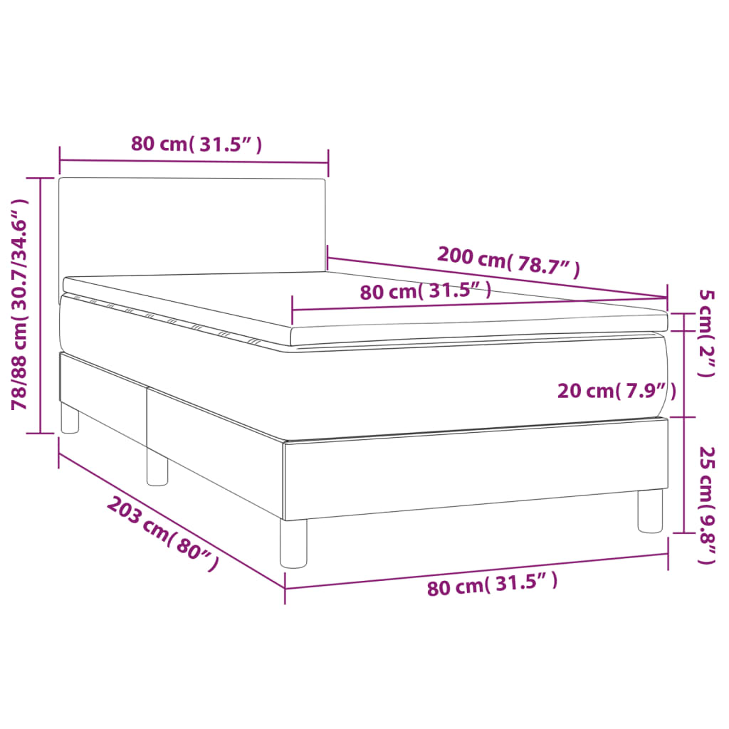 Boxspring Met Matras En Led Fluweel Zwart 80X200 Cm - Design Meubelz