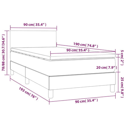 Boxspring Met Matras En Led Fluweel Lichtgrijs 90X190 Cm - Design Meubelz