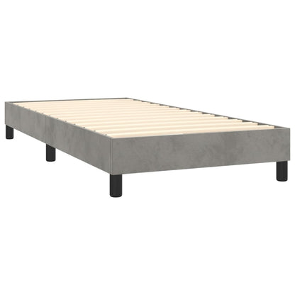 Boxspring Met Matras En Led Fluweel Lichtgrijs 80X200 Cm - Design Meubelz