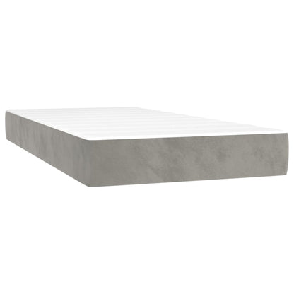 Boxspring Met Matras En Led Fluweel Lichtgrijs 80X200 Cm - Design Meubelz