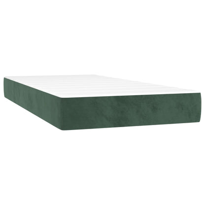 Boxspring Met Matras En Led Fluweel Donkergroen 80X200 Cm - Design Meubelz