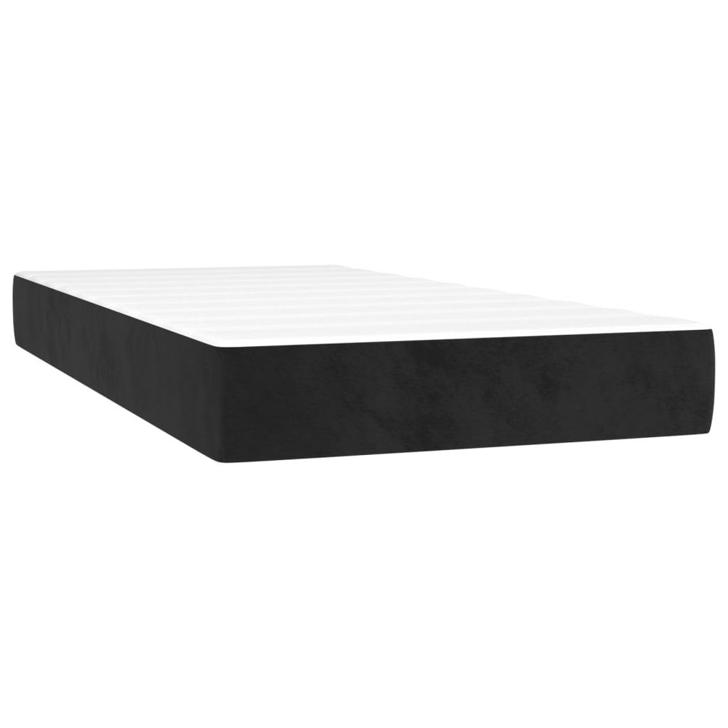 Boxspring Met Matras En Led Fluweel Zwart 90X190 Cm - Design Meubelz