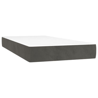 Boxspring Met Matras En Led Fluweel Donkergrijs 100X200 Cm - Design Meubelz