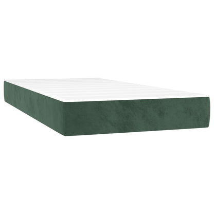 Boxspring Met Matras En Led Fluweel Donkergroen 100X200 Cm - Design Meubelz