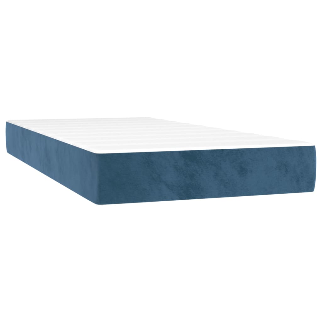 Boxspring Met Matras En Led Fluweel Donkerblauw 100X200 Cm - Design Meubelz