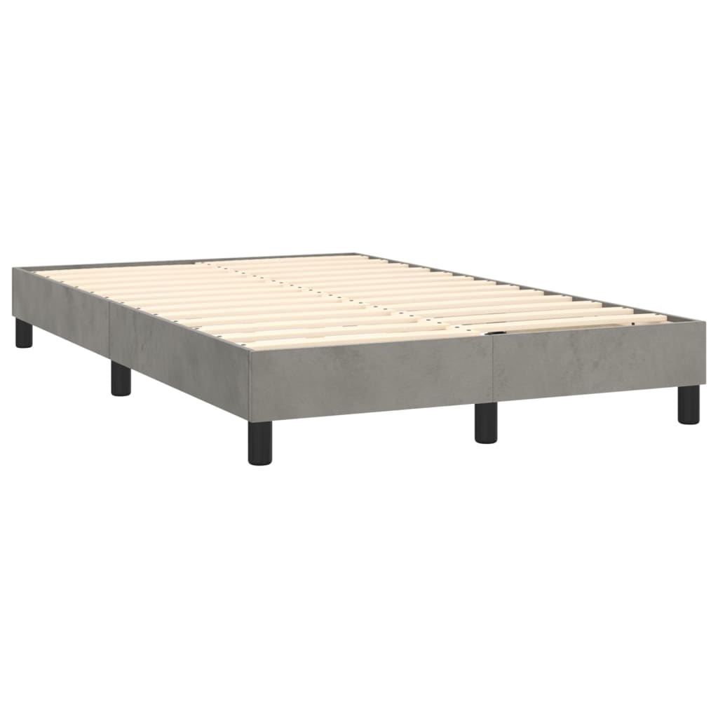 Boxspring Met Matras En Led Fluweel Lichtgrijs 120X200 Cm - Design Meubelz