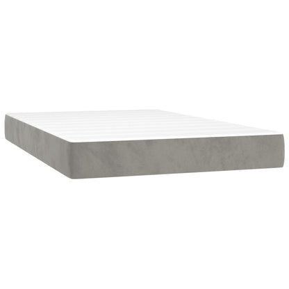 Boxspring Met Matras En Led Fluweel Lichtgrijs 120X200 Cm - Design Meubelz