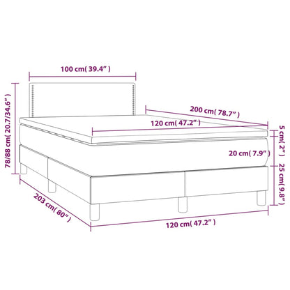 Boxspring Met Matras En Led Fluweel Lichtgrijs 120X200 Cm - Design Meubelz