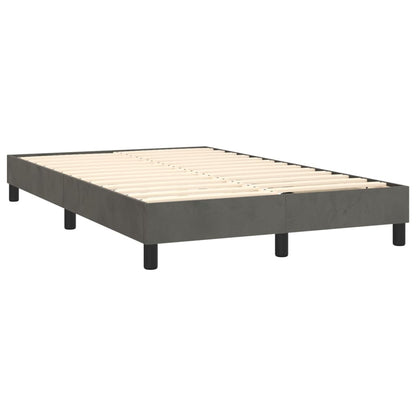 Boxspring Met Matras En Led Fluweel Donkergrijs 120X200 Cm - Design Meubelz