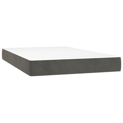 Boxspring Met Matras En Led Fluweel Donkergrijs 120X200 Cm - Design Meubelz