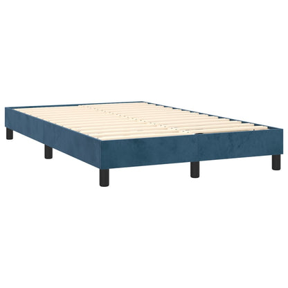 Boxspring Met Matras En Led Fluweel Donkerblauw 120X200 Cm - Design Meubelz