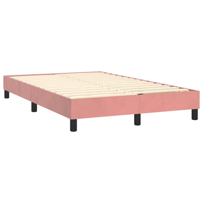 Boxspring Met Matras En Led Fluweel Roze 120X200 Cm - Design Meubelz