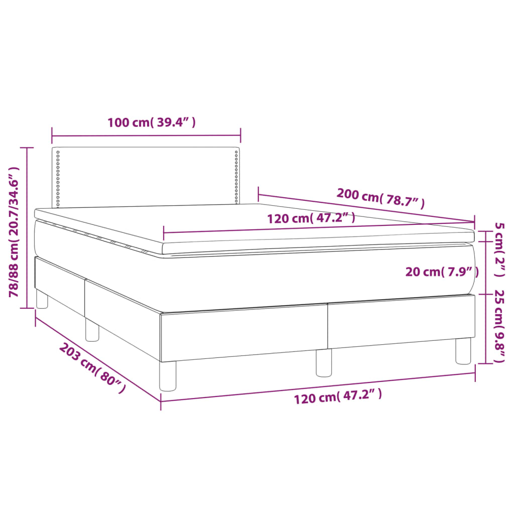 Boxspring Met Matras En Led Fluweel Roze 120X200 Cm - Design Meubelz