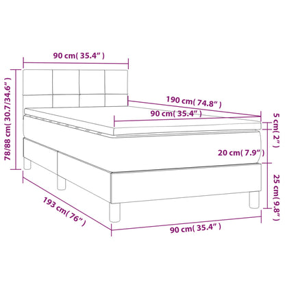 Boxspring Met Matras En Led Fluweel Donkergrijs 90X190 Cm - Design Meubelz