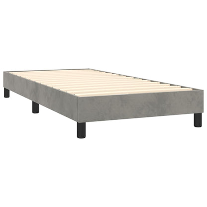 Boxspring Met Matras En Led Fluweel Lichtgrijs 90X190 Cm - Design Meubelz