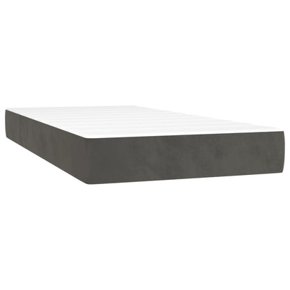 Boxspring Met Matras En Led Fluweel Donkergrijs 90X190 Cm - Design Meubelz