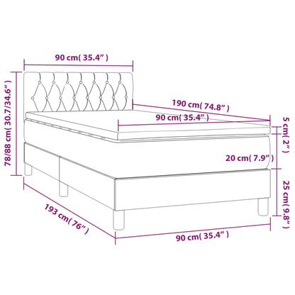 Boxspring Met Matras En Led Fluweel Donkergrijs 90X190 Cm - Design Meubelz