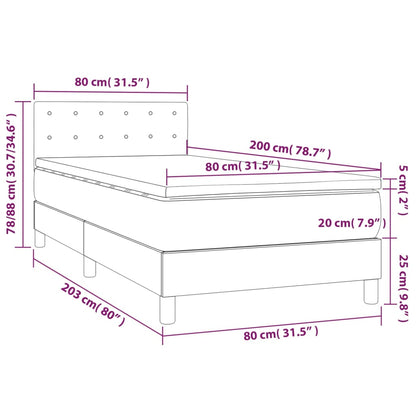 Boxspring Met Matras En Led Fluweel Lichtgrijs 80X200 Cm - Design Meubelz