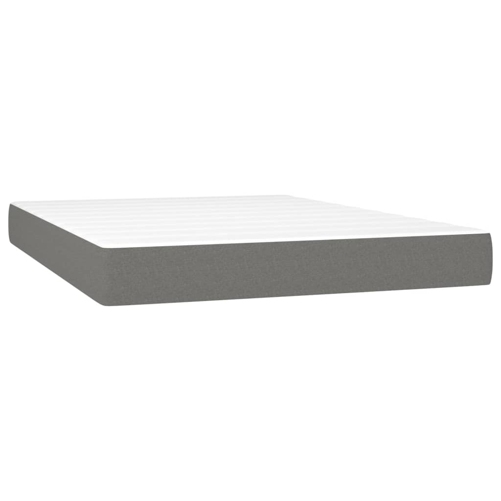 Boxspring Met Matras En Led Stof Donkergrijs 140X190 Cm - Design Meubelz