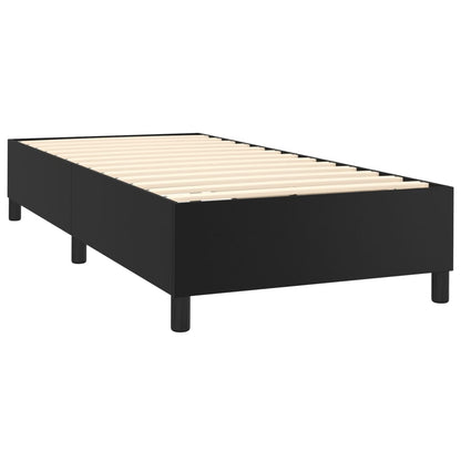 Boxspring Met Matras En Led Kunstleer Zwart 100X200 Cm - Design Meubelz