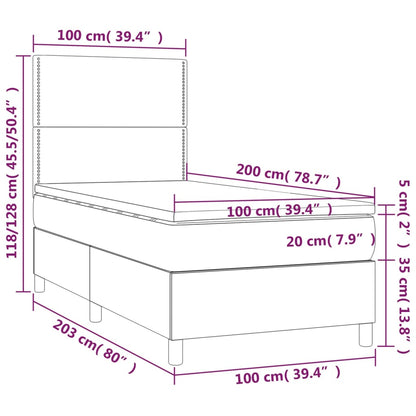 Boxspring Met Matras En Led Kunstleer Zwart 100X200 Cm - Design Meubelz